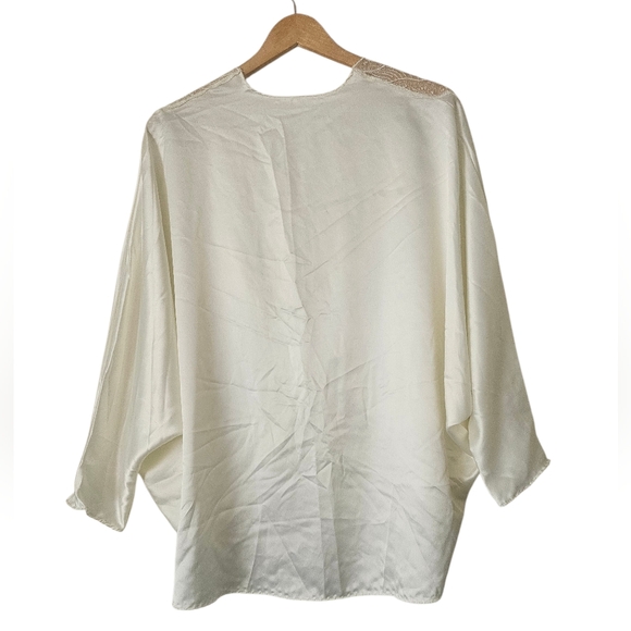 NWT Olga Designer Collection Vintage Ivory Romantic Lace Kimono Short Robe Sz M - Picture 7 of 10